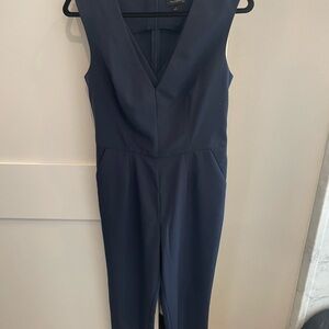 The Limited Blue V-Neck Jumpsuit with Fitted Waist